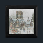 Old time Santa with children in front of a church  Gift Box<br><div class="desc">Old time Santa with children in front of a church on a snowy day.
100% Customizable. Click on the CUSTOMIZE button to add,  move,  delete,  resize or change any of the fonts or graphics.</div>