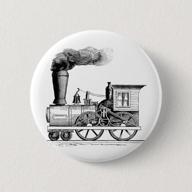 Old Time Steam Locomotive Pinback Button (Front)