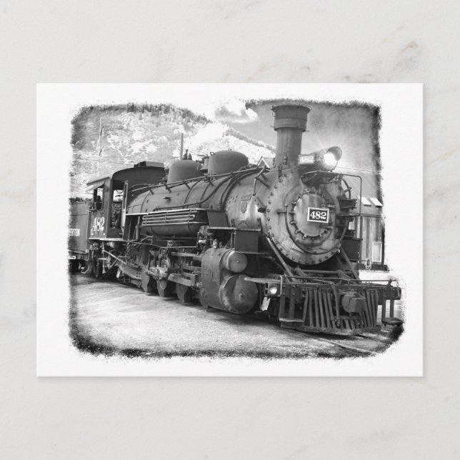 Old Time Steam Locomotive Postcard (Front)