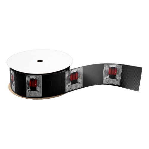 Old Time Steam Train Red and Black Grosgrain Ribbon