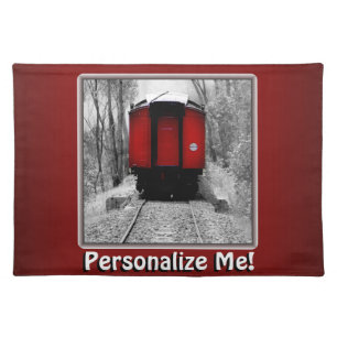 Old Time Steam Train Red and Black Placemat