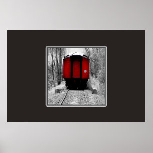 Old Time Steam Train Red and Black Poster