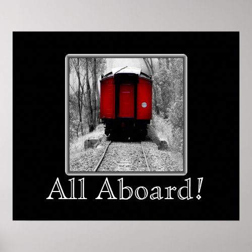 Old Time Steam Train Red and Black Poster