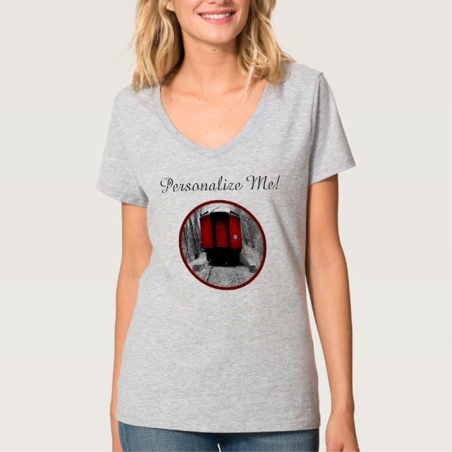 Old Time Steam Train Red and Black T-Shirt (Front)