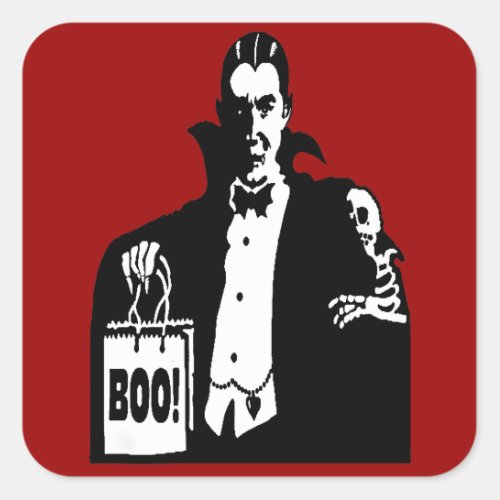 Old Time Vampire Trick_or_Treater Square Sticker