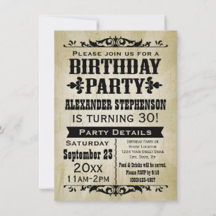 Old-Time Vintage Country Birthday Party Invitation