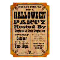 Old-Time Vintage Halloween Party Card