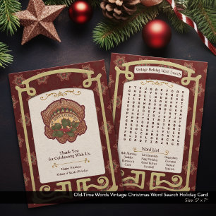 Old-Time Words Vintage Christmas Word Search Holiday Card
