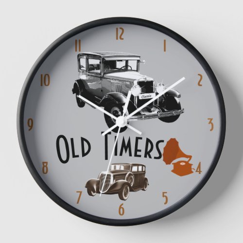 Old Timer 1930s Style Wood Framed Clock
