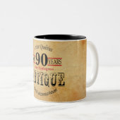 Old Timer 90th Birthday Two-Tone Coffee Mug (Front Right)