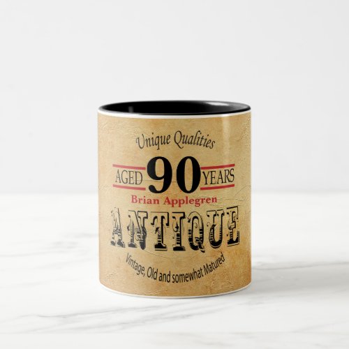 Old Timer 90th Birthday Two_Tone Coffee Mug