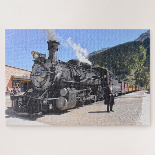 Old Timer at the Silverton Colorado Train Stop Jigsaw Puzzle