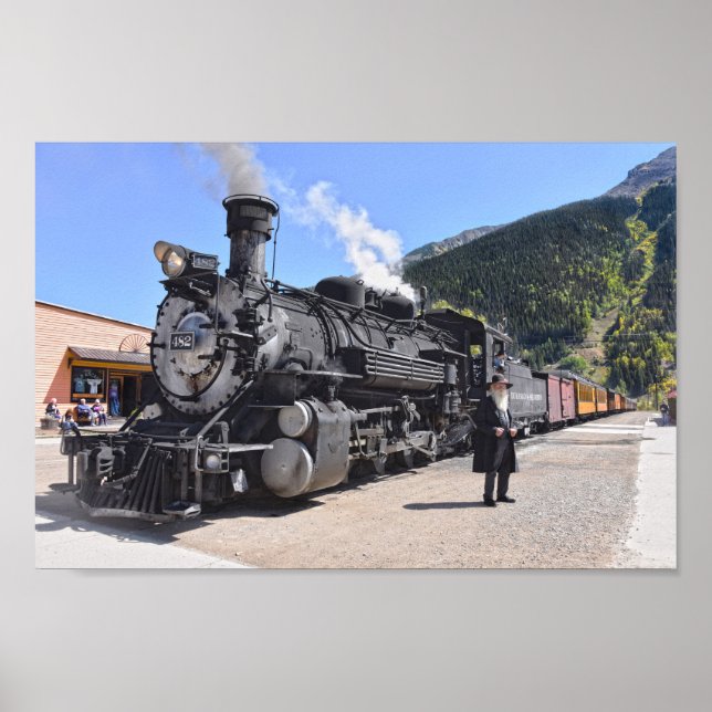 Old Timer at the Silverton, Colorado, Train Stop Poster (Front)