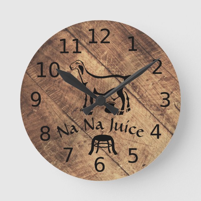 Old Timer Line Art Milking Nanny Goat  Round Clock (Front)
