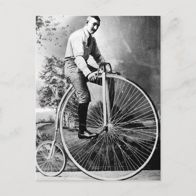 Old' Timey Pennyfarthing Victorian Bicycle Postcard (Front)
