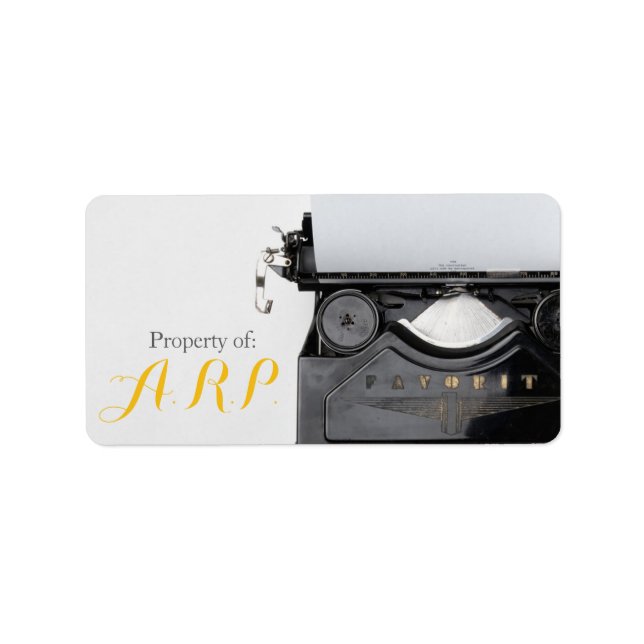 Old Timey Typewriter Initials Label (Front)