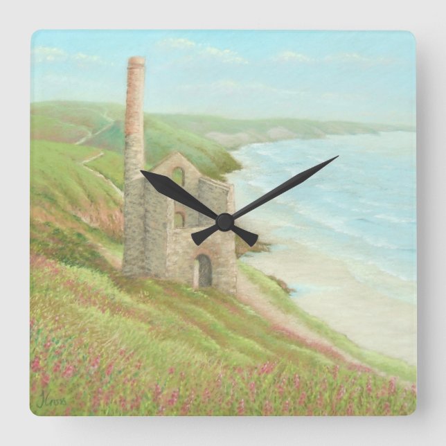 Old Tin Mine, Coast Path, Cornwall in Pastel Clock (Front)
