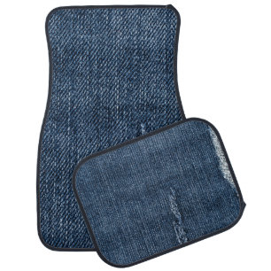 Old torn denim: jeans texture. car floor mat