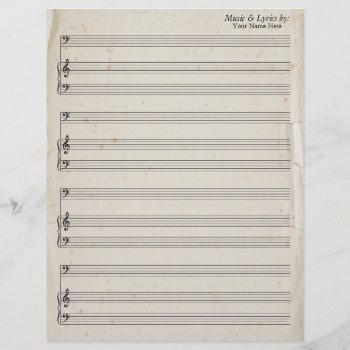 Old Torn Edges Blank Sheet Music Bass Clef by GranniesAttic at Zazzle
