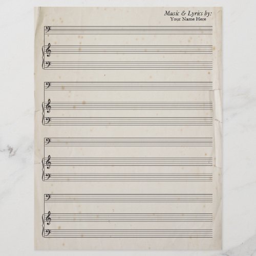 Old Torn Edges Blank Sheet Music Bass Clef