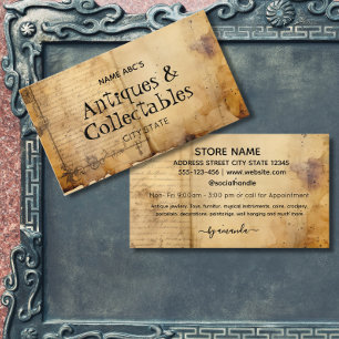 Old Torn paper Antique dealer Calling Card