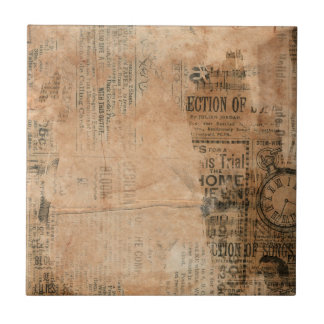 Old Torn Vintage Newspaper One Ceramic Tile