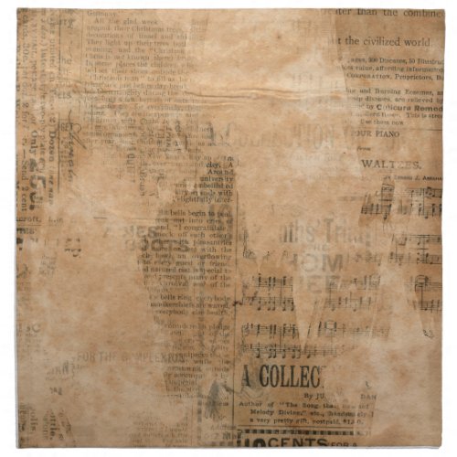 Old Torn Vintage Newspaper Two Cloth Napkin