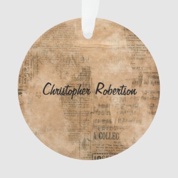 Old Torn Vintage Newspaper Two Personalized Ornament by MarceeJean at Zazzle