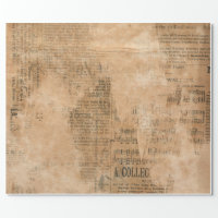 Old Torn Vintage Newspaper Two Wrapping Paper