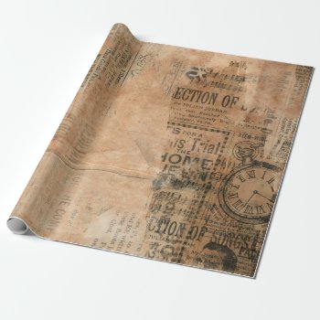 Old Torn Vintage Newspaper Wrapping Paper by MarceeJean at Zazzle