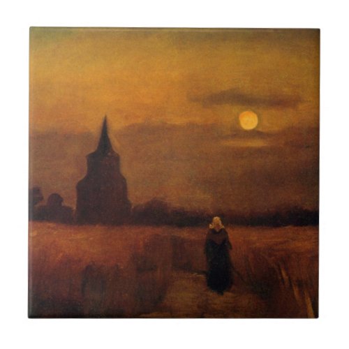 Old Tower In The Fields by Vincent van Gogh Ceramic Tile