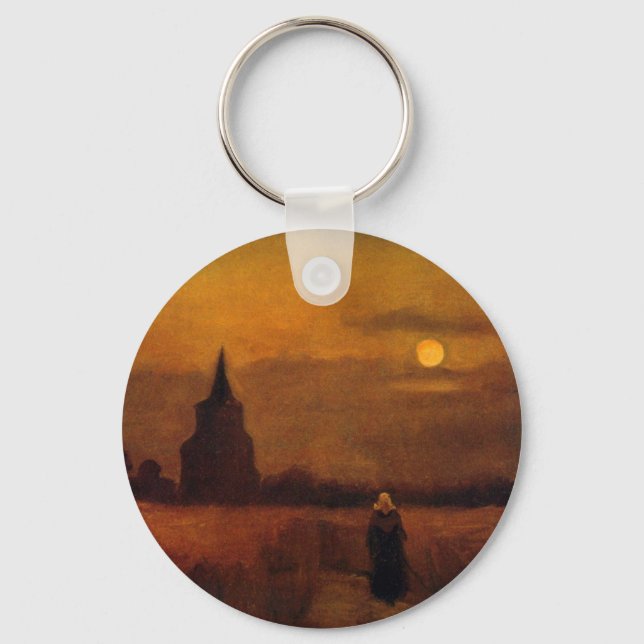 Old Tower In The Fields by Vincent van Gogh Keychain (Front)