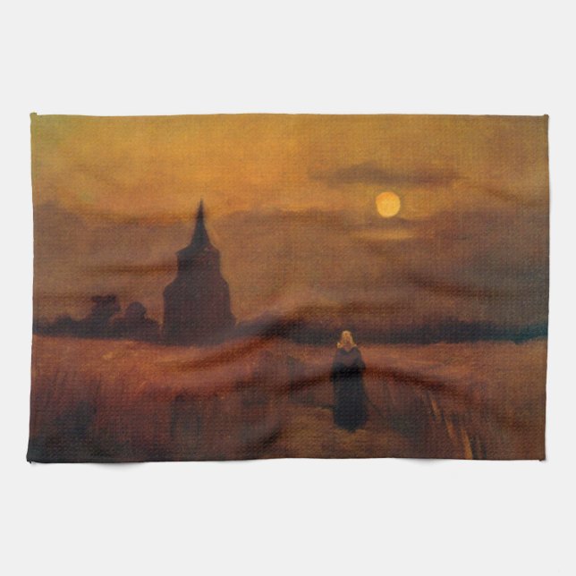 Old Tower In The Fields by Vincent van Gogh Kitchen Towel (Horizontal)
