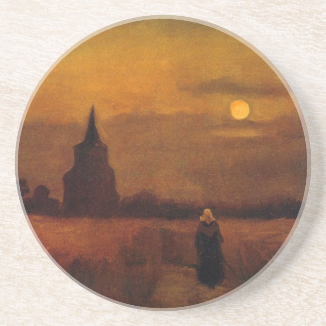 Old Tower In The Fields by Vincent van Gogh Sandstone Coaster (Front)