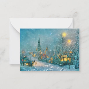 Old town Christmas budget mini Christmas Note Card