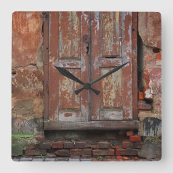 Old Town Door Wall Clock by GetArtFACTORY at Zazzle