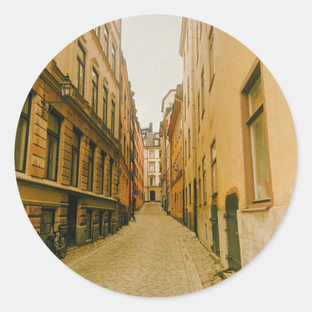 Old Town, Gamla Stan, Stockholm, Sweden Classic Round Sticker (Front)