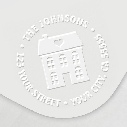 Old town house with heart return address embosser