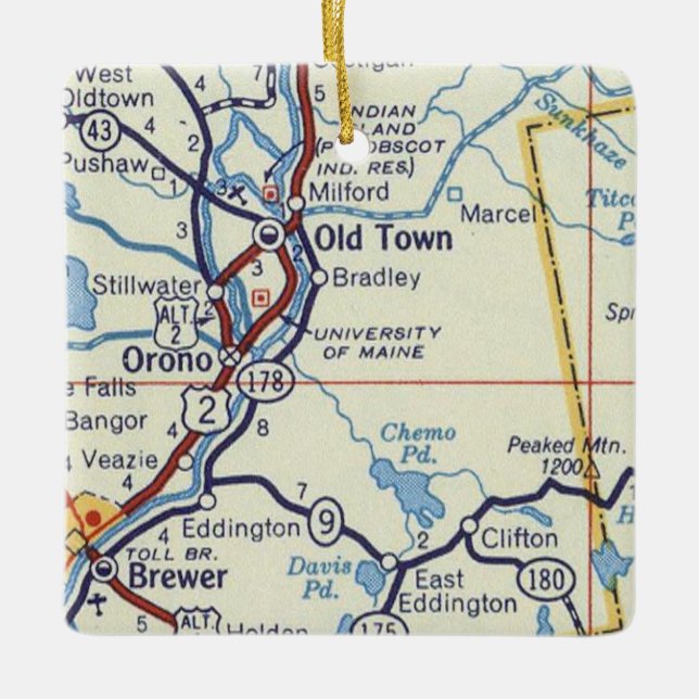 Old Town Maine Vintage Map Ceramic Ornament (Front)