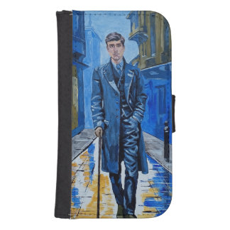 Old town, man, street, cane galaxy s4 wallet case