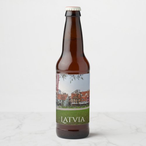 Old town of Riga in autumn Beer Bottle Label