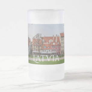 Old town of Riga in autumn Frosted Glass Beer Mug
