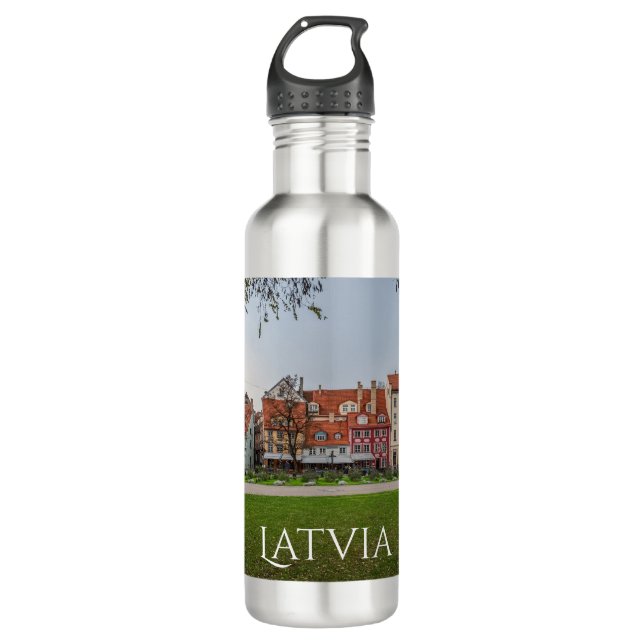 Old town of Riga in autumn Stainless Steel Water Bottle (Front)