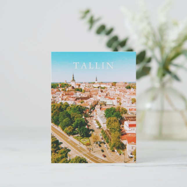 Old Town of Tallinn Estonia, City Art Holiday Postcard (Standing Front)