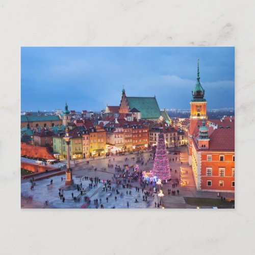 Old Town of Warsaw in Poland by Night Postcard