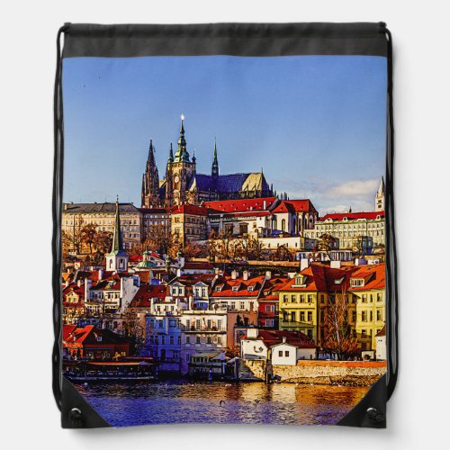 Old town Prague Czech Republic Drawstring Bag