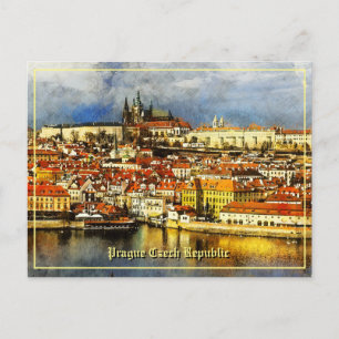 Old town Prague (Praha) from Bridge Tower Postcard