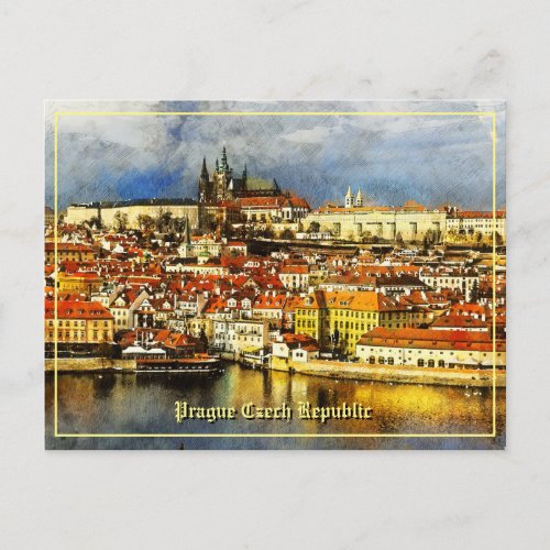 Old town Prague Praha from Bridge Tower Postcard