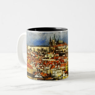 Old town Prague (Praha) from Bridge Tower Two-Tone Coffee Mug