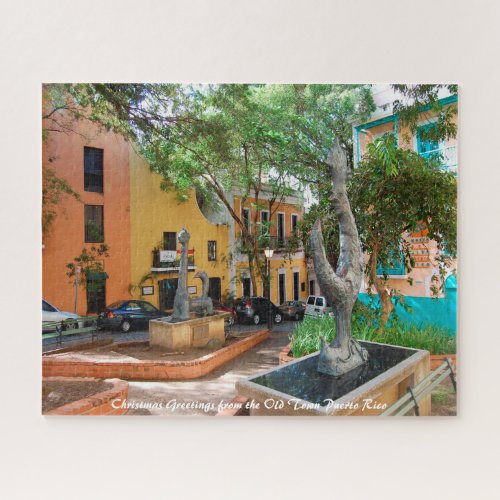 Old Town Puerto Rico Christmas Greetings Jigsaw Puzzle